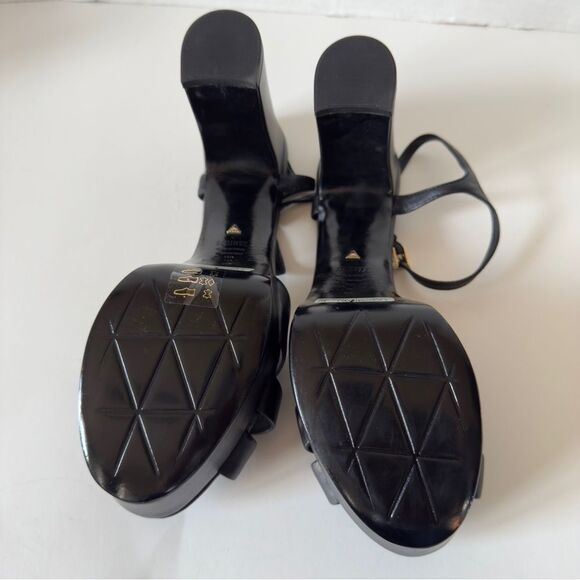 Schutz Women’s Keefa Chunky Leather Black Platform High Heel Sandal Size 11 - Picture 9 of 10